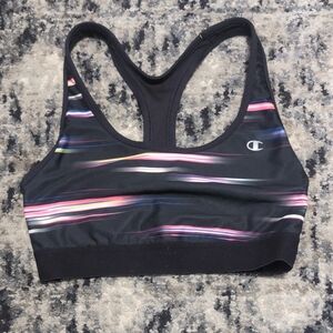 Champion Women's Black Sports Bra with Multicolor Stripes